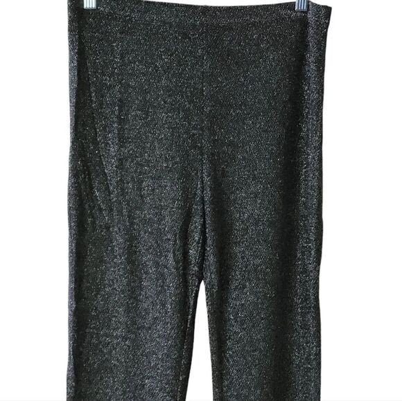 Boutique Lurex Flared Long Pants Bell Bottom Silver Gray Glitter Knit Jersey - Picture 10 of 13